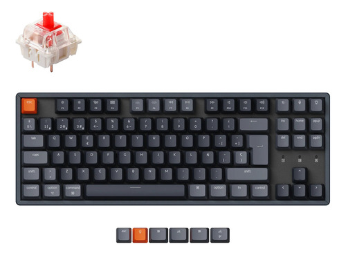 Teclado Mecanico Wireless Keychron K8 Rgb Aluminio Qwerty Red Switch Hotswappable Distribución Iso Español Bluetooth Gamer Coder Pc Mac Tamaño Layout 80% Tkl