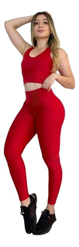 Conjunto Licra Leguis Leggins Pantalón + Top Deportivo