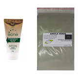Argila Pura Verde 500g E Acne Gel Hidratante Anti Manchas Tipo De Pele Com Acne