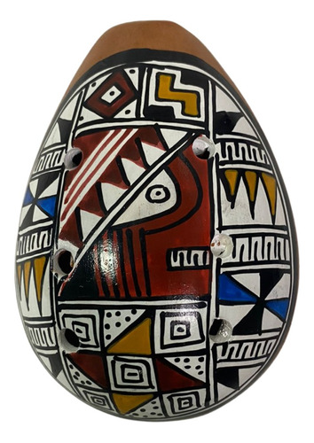 Ocarina Peruana De Cerâmica  10cm Pintada A Mão 