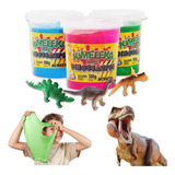 Kit 3 Slime Cores E Dinossauros Diversos 180g Kimeleka