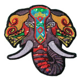 Parche Elefante Multicolor De Lentejuela Tamaño