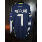 Jersey Real Madrid 10-11 Retro Manga Larga #7 Ronaldo 