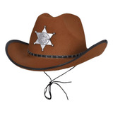 Sombrero Gorro Sheriff Vaquero Marron Cotillon Disfraz X12