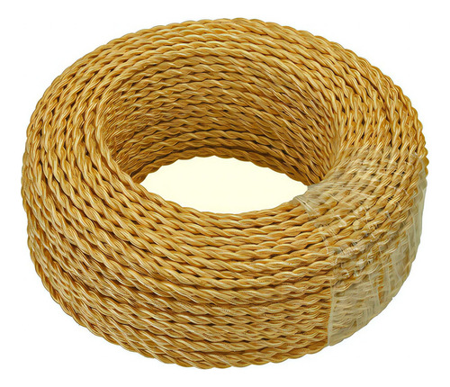 Cable Para Lampara Textil Vintage Trenzado Dorado