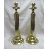 Antiguo Par Importantes Candelabros Sólido Bronce 40cm Alto