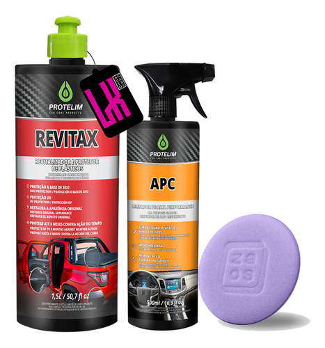 Kit Restaura Limpa Revitax + Apc Protelim + Aplicador Zacs