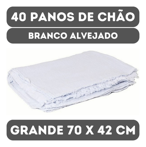 Pano De Chão Grande Branco 70x40cm Kit Com 40 Saco Duplo Ec