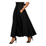 Dama Falda Negra Moda Maxi Largas Mujer Casual Dama Elegante