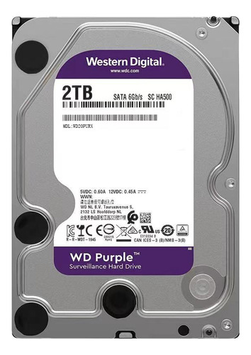 Disco Duro Sata Wd Purple De 2 Tb Para Videovigilancia Wd20p
