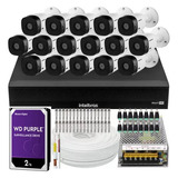 Kit 16 Câmeras Intelbras 1120, Dvr 16ch Mhdx 1016, Purple 2t