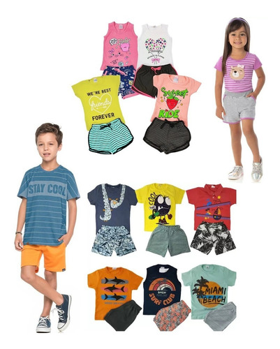 Conjunto Blusa Cam E Shorts Infantil Juvenil Casual Promoção