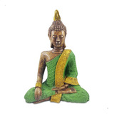 Buda Hindu Meditação Estátua Grande Cor Verde 30cm Decoração