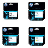 Kit 4 Cartucho Hp 711 Negro Y Color Para Plotter T120 Estand