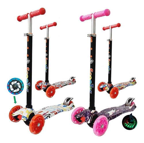 Scooter Con Luces Monopatin Patineta Montable Para Niños