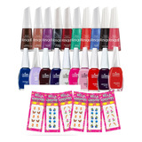 Kit 30 Esmaltes, 10 Colorama, 10 Impala, 10 Risque Atacado + 300 Adesivos Sortidos