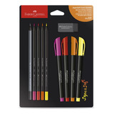 Kit Supersoft Faber Cores Quentes Lapis/borracha/brush Pen