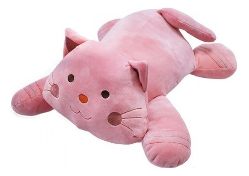 Gato Gatinho Fofinho De Pelúcia Pequeno Rosa Deitado 28cm 