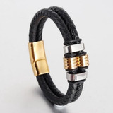 Pulsera Doble Cuero Trenzado - Black