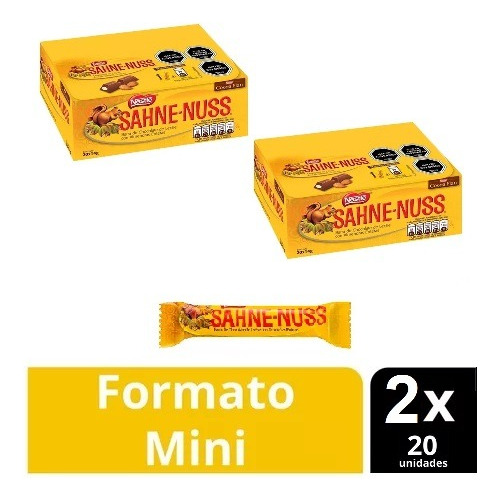 Chocolate Sahne Nuss Nestle, 2 Cajas De 20 Unidx14gr