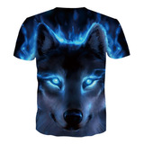 Camiseta Unisex De Talla Grande Con Estampado De Lobo En 3d