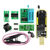 Gravador Eprom Bios Ch341a Pro Flash Kit Com Pinça E Soquete