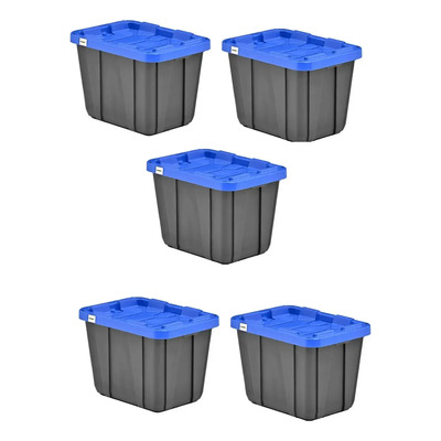 Caja Plástica Uso Rudo 55x36x37cm Profesional 54 Lts Paq 5 U Color Tapa Azul