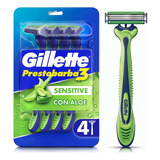 Rastrillo Gillette Prestobarba3 Sensitive Con Aloe Vera 4uds