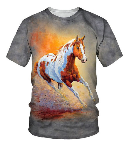 Men Camiseta Con Estampado De Caballos En 3d