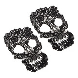 2 Peças De Apliques Black Skull Lace Patch