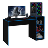 Escrivaniha Gamer Para Quarto De Jogos Azul E Preto