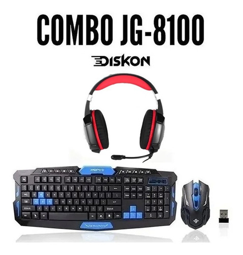 Combo Gamer Teclado Mouse Diadema Kotion Inalambrico Jg-8100