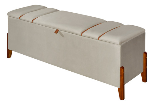 Recamier Baú Retro Pés Madeira Casal Roma 130cm Luxo Moderna