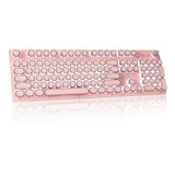 Teclado Retro  Estilo Maquina De Escribir C/usb Rosa 