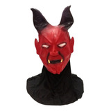 Máscara Diablo De Látex Con Capucha Halloween