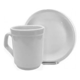 Set Jarrito De Cafe Porcelana Blanca Con Plato X 6 Unidades