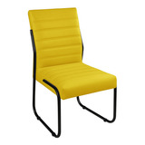 Conjunto Com 4 Cadeira Jade Sala De Jantar Couro Sintético Cor Da Estrutura Da Cadeira Preto Cor Do Assento Amarelo Desenho Do Tecido Liso