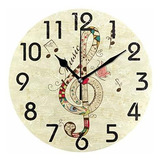 Reloj De Pared - Naanle Chic Treble Clef Pattern Musical Not