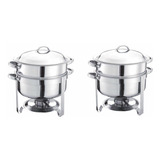 Rechaud Redondo Aço Inox 13,5 Litros Kit 2 Peças 