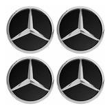 4x Tapon Centros De Rin Mercedes Benz-75mm Negro A1714000125