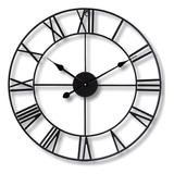 Reloj De Pared Grande De Metal 47 Cm Con Números Romanos [u]
