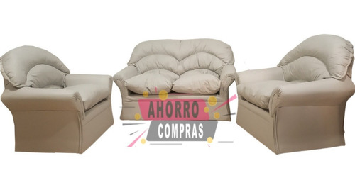 Juego De Living Completo 3 Sillones 1  Económico Ecocuero