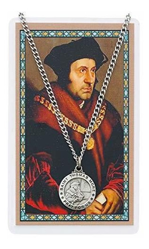 Collar - Round St. Thomas More Medal With Prayer Card