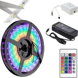 Kit Tira Leds Rgb 5050 Exterior Fuente 3a Control Remoto