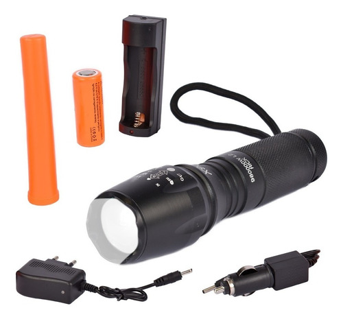 Lanterna Recarregável Tática X900 Led Potente Com Super Zoom Cor Da Lanterna Preta Cor Da Luz Branco