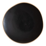 Plato Postre Monastir Con Borde Natural 20 Cm Color Negro Liso