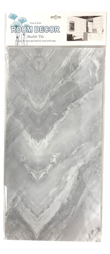 Pack 10 Lámina Papel Mural Adhesivo Efecto Mármol Gris 30x60