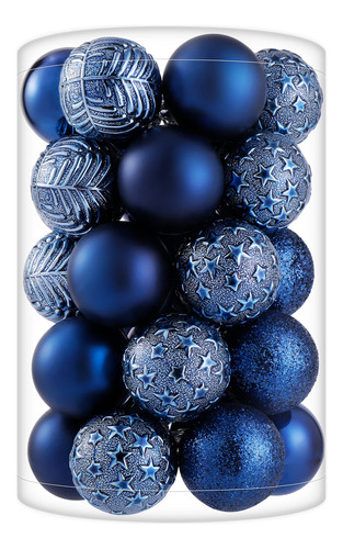 Adornos De Bola De Navidad De 34 Quilates, Color Azul Marino