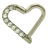 Piercing Corazon Aro 16g Plateado Titanio Astm F136 Zirconia