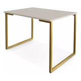 Mesa Moderna Sofisticada Espaçosa Branco/dourado 150x60